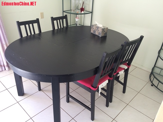 Dinning table and 4 chairs: $200